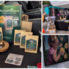 A collage shows a coffee booth with Monte Maestro products, an art market display with dog portraits, and paintings including a girl with flowers.